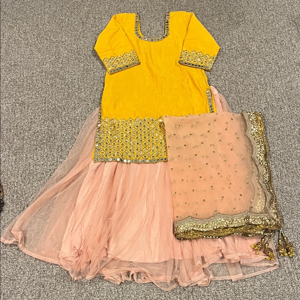 Yellow and Peach Lehenga